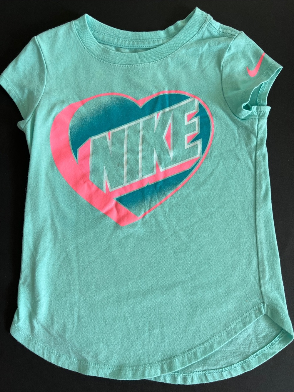 Nike Mint Green Short Sleeve Tee with Pink & Teal Heart Logo